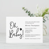 Modern Baby shower zwart en wit Custom Oh Baby Kaart (Staand voorkant)
