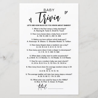Modern Baby Trivia spel, Baby shower spellen, Baby