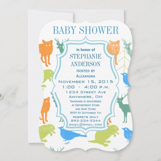 Modern Baby Woodland Creatures Shower Kaart (Voorkant)