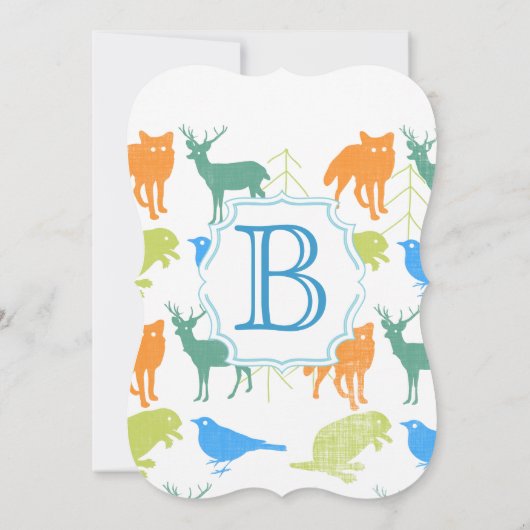Modern Baby Woodland Creatures Shower Kaart