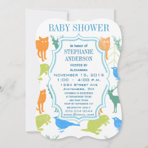 Modern Baby Woodland Creatures Shower Kaart