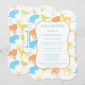 Modern Baby Woodland Creatures Shower Kaart (Voorkant / Achterkant)
