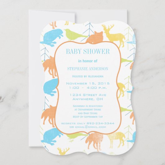 Modern Baby Woodland Creatures Shower Kaart (Voorkant)