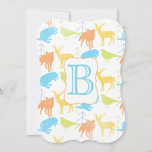 Modern Baby Woodland Creatures Shower Kaart (Achterkant)