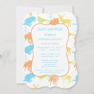 Modern Baby Woodland Creatures Shower Kaart