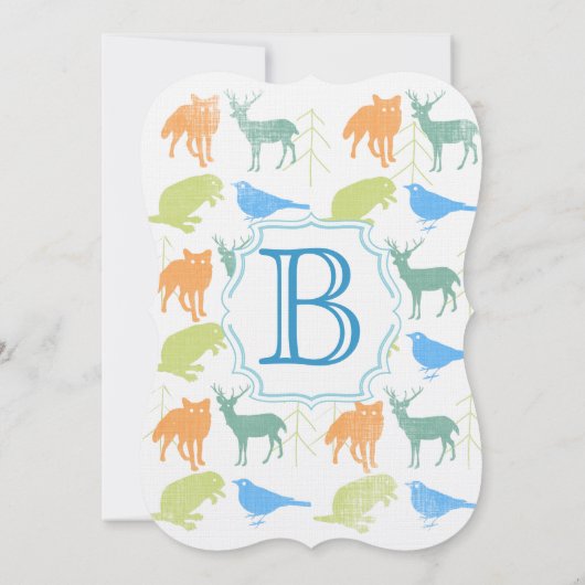 Modern Baby Woodland Creatures Shower Kaart (Achterkant)