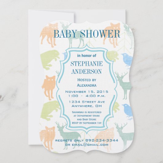 Modern Baby Woodland Creatures Shower Kaart (Voorkant)