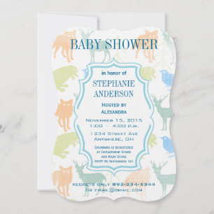 Modern Baby Woodland Creatures Shower Kaart