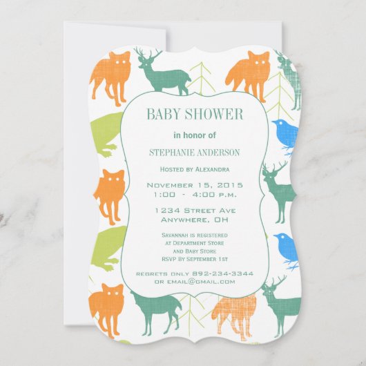 Modern Baby Woodland Creatures Shower Kaart (Voorkant)