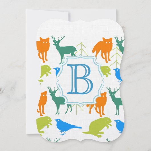 Modern Baby Woodland Creatures Shower Kaart (Achterkant)