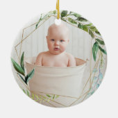Modern Baby's 1st Christmas | Baby Boy Foto Keramisch Ornament (Achterkant)
