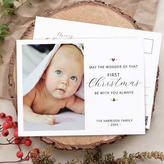 Modern Baby's Eerste Kerst Foto Feestdagenkaart