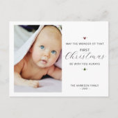 Modern Baby's Eerste Kerst Foto Feestdagenkaart (Voorkant)