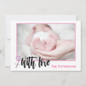 Modern Baby's eerste kerst met liefde roze Feestdagenkaart (Voorkant)