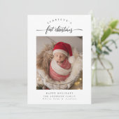 Modern Baby's eerste Schattigee kerstoverlay foto Feestdagenkaart (Staand voorkant)