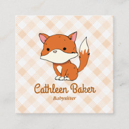 Modern babysitten bedrijf | Fox Gingham Pattern Vierkante Visitekaartje