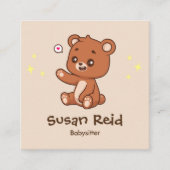 Modern babysitten bedrijf | Schattige Beer Vierkante Visitekaartje (Voorkant)