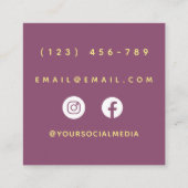 Modern Babyzittende Butterfly Social Media Vierkante Visitekaartje (Achterkant)