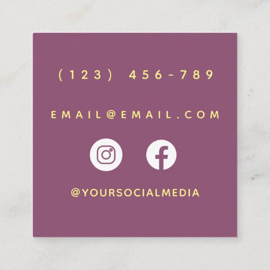 Modern Babyzittende Butterfly Social Media Vierkante Visitekaartje (Achterkant)