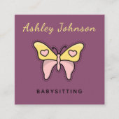 Modern Babyzittende Butterfly Social Media Vierkante Visitekaartje (Voorkant)