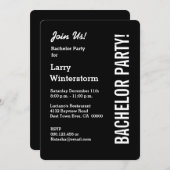 Modern BACHELOR PARTY Black Sjabloon M9 Kaart (Voorkant / Achterkant)