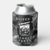 Modern Bachelor Party Sigaren en Whiskey Zwart Blikjeskoeler (Blikje Voorkant)