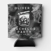 Modern Bachelor Party Sigaren en Whiskey Zwart Blikjeskoeler (Voorkant)