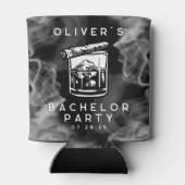 Modern Bachelor Party Sigaren en Whiskey Zwart Blikjeskoeler (Achterkant)