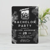 Modern Bachelor Party Sigaren en Whiskey Zwart Kaart (Staand voorkant)