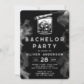 Modern Bachelor Party Sigaren en Whiskey Zwart Kaart (Voorkant)