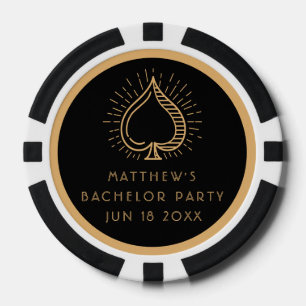 Modern Bachelor Party Weekend Ace Poker Kaart Chips