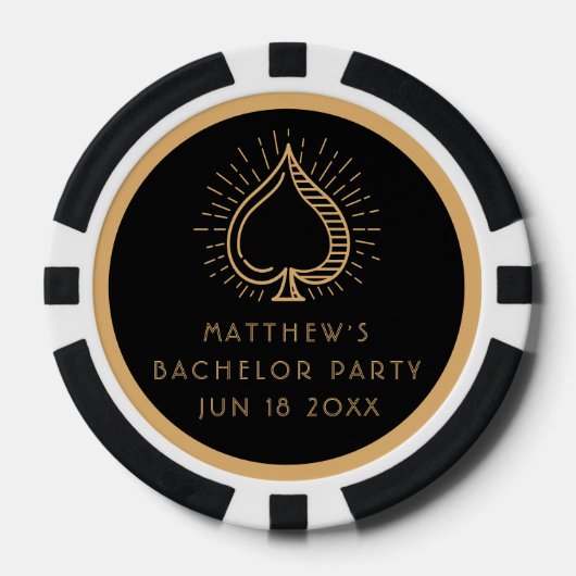 Modern Bachelor Party Weekend Ace Poker Kaart Poker Chips (Voorkant)