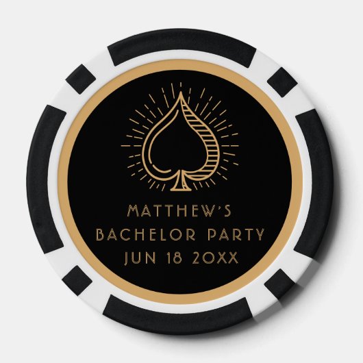 Modern Bachelor Party Weekend Ace Poker Kaart Poker Chips (Achterkant)