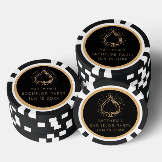 Modern Bachelor Party Weekend Ace Poker Kaart Poker Chips (Opstapeling)