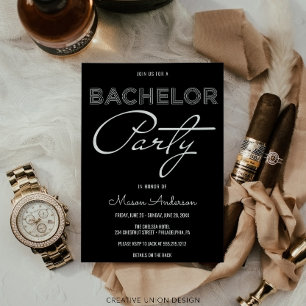 Modern Bachelor Party Weekend Itinerary Invitation Kaart