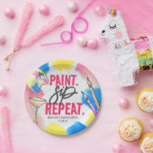 Modern Bachelorette Marble Paint en Sip Papieren Bordje (Feest)