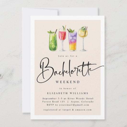 Modern Bachelorette Party Weekend Kaart (Voorkant)