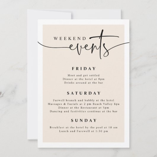 Modern Bachelorette Party Weekend Kaart (Achterkant)