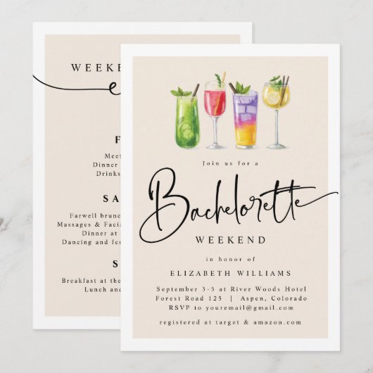 Modern Bachelorette Party Weekend Kaart (Voorkant / Achterkant)