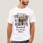 Modern Bachelorette personaliseerde 9 Foto Collage T-shirt (Voorkant)