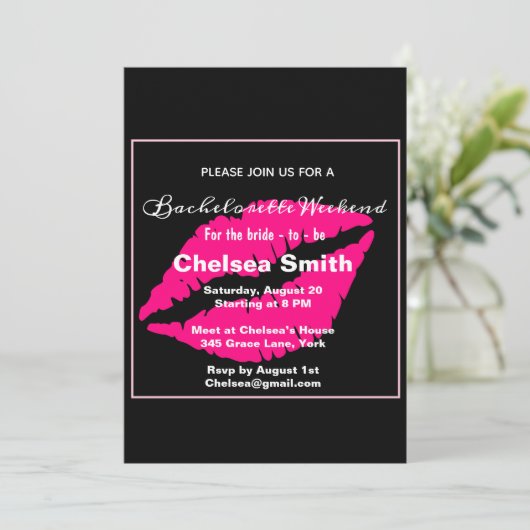 Modern Bachelorette Weekend Itinerary Black Kaart (Staand voorkant)