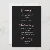 Modern Bachelorette Weekend Itinerary Black Kaart (Achterkant)