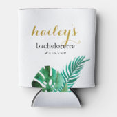 Modern Bachelorette Weekend Palm Leaves met Naam Blikjeskoeler (Voorkant)