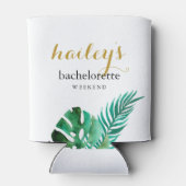 Modern Bachelorette Weekend Palm Leaves met Naam Blikjeskoeler (Achterkant)
