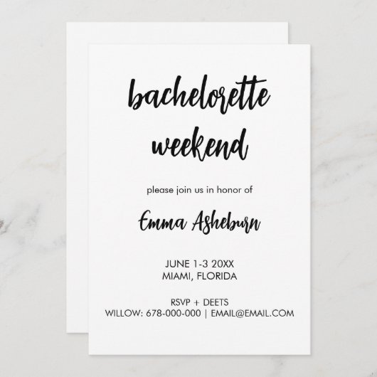 Modern Bachelorette Weekend Route Kaart (Voorkant / Achterkant)