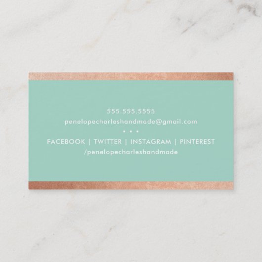 MODERN BADGE LOGO  monogram muntgoud roos Visitekaartje (Achterkant)