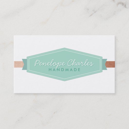 MODERN BADGE LOGO  monogram muntgoud roos Visitekaartje (Voorkant)