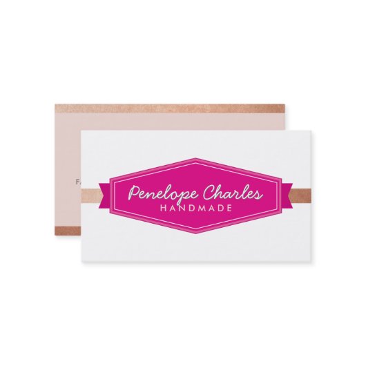 MODERN BADGE LOGO  monogram roze roségoud Visitekaartje (Voorkant / Achterkant in situ)