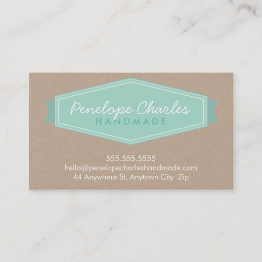 MODERN BADGE LOGO pastel bold munt Eco kraft Visitekaartje (Voorkant)