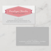 MODERN BADGE LOGO retro koraal roze medium grijs Visitekaartje (Voorkant / Achterkant)